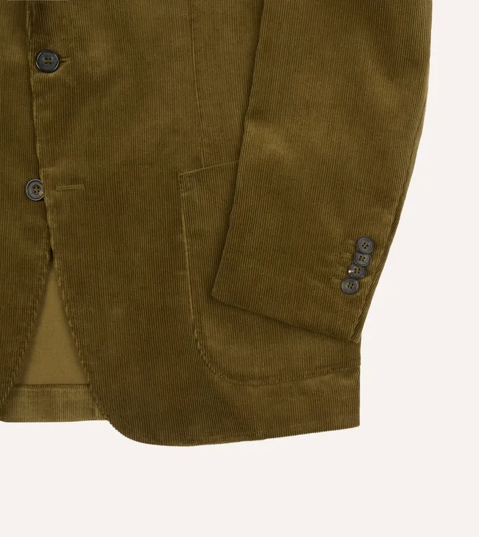 Drake039s Olive Green MidWale Cotton Corduroy TailoredJacket Men Suits