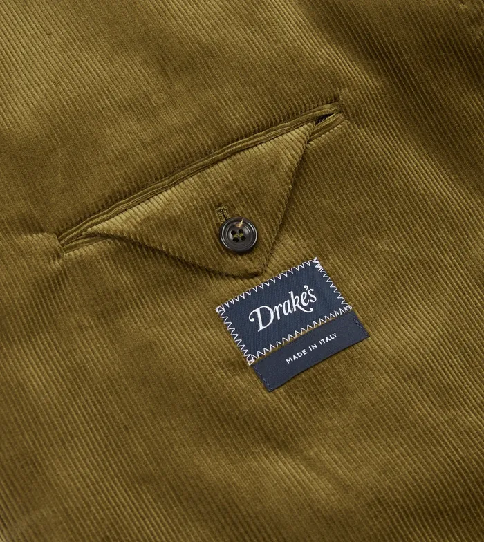 Drake039s Olive Green MidWale Cotton Corduroy TailoredJacket Men Suits