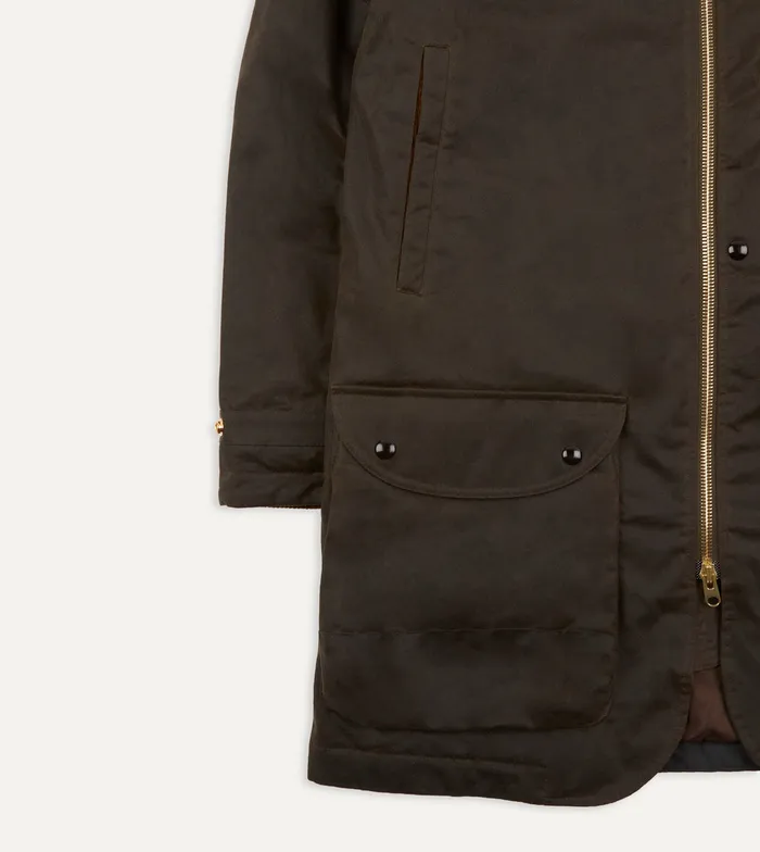 Drake039s Olive Waxed Long Coverall Jacket Men Coverall Jackets