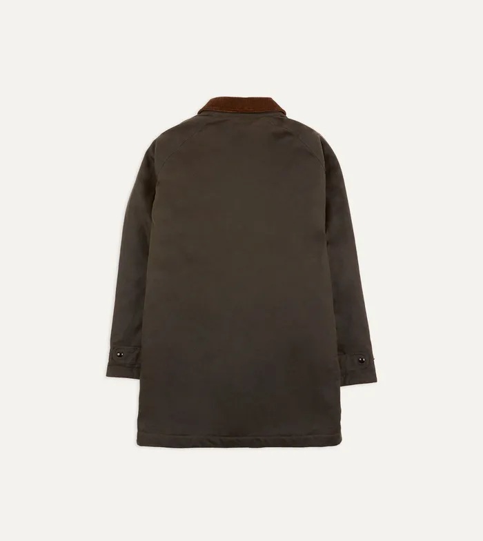 Drake039s Olive Waxed Long Coverall Jacket Men Coverall Jackets
