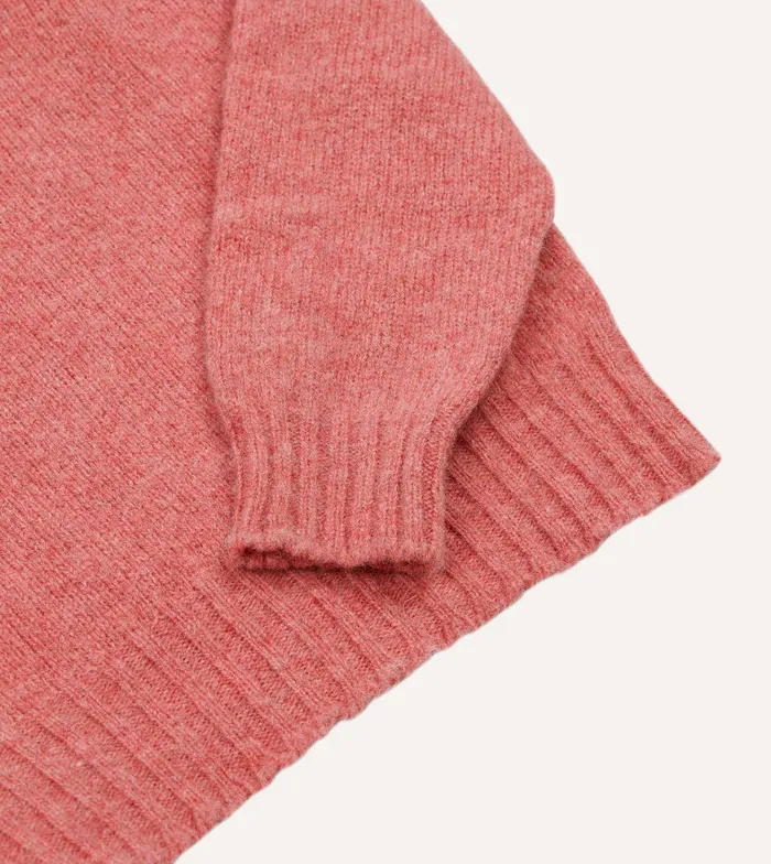 Drake039s Pink Brushed Shetland Mock Neck Jumper Men Knitwear