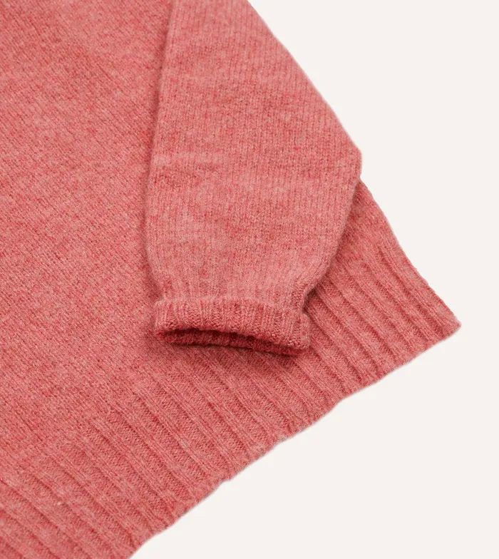 Drake039s Pink Brushed Shetland Mock Neck Jumper Men Knitwear