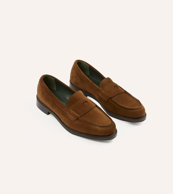Drake039s Snuff Suede Charles Goodyear Welted Penny Loafer Men Loafers