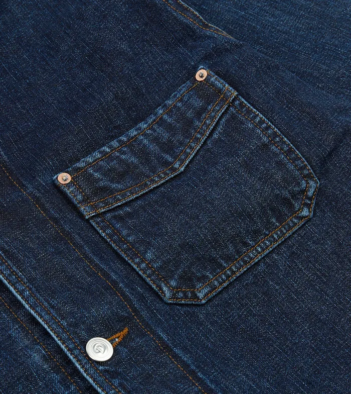 Drake039s Stone Wash Selvedge Denim FivePocket Chore Jacket Men Coats and Jackets