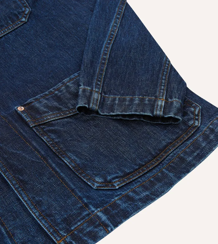Drake039s Stone Wash Selvedge Denim FivePocket Chore Jacket Men Coats and Jackets