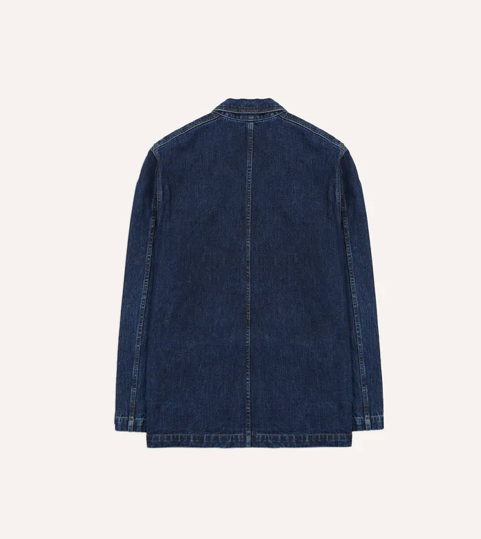 Drake039s Stone Wash Selvedge Denim FivePocket Chore Jacket Men Coats and Jackets