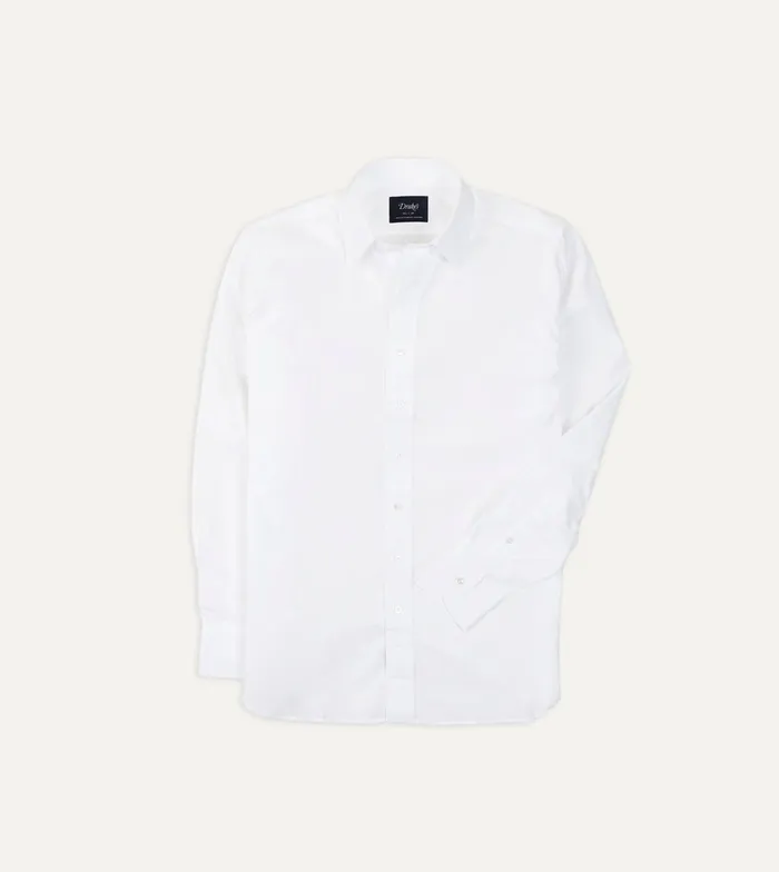 Drake039s White Cotton Poplin Long Point Collar Shirt Men Formal Shirts