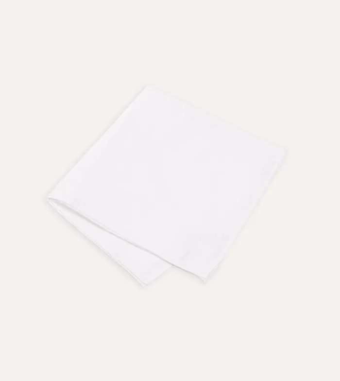 Drake039s White Linen Pocket Square Men Pocket Squares