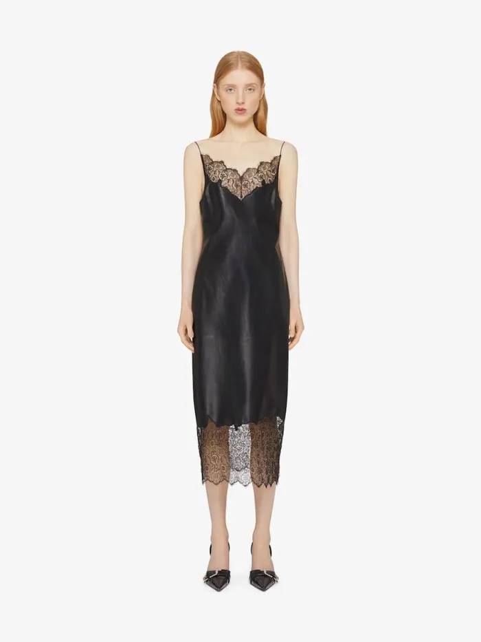 Dress In Leather And Lace Black Women Givenchy Dresses