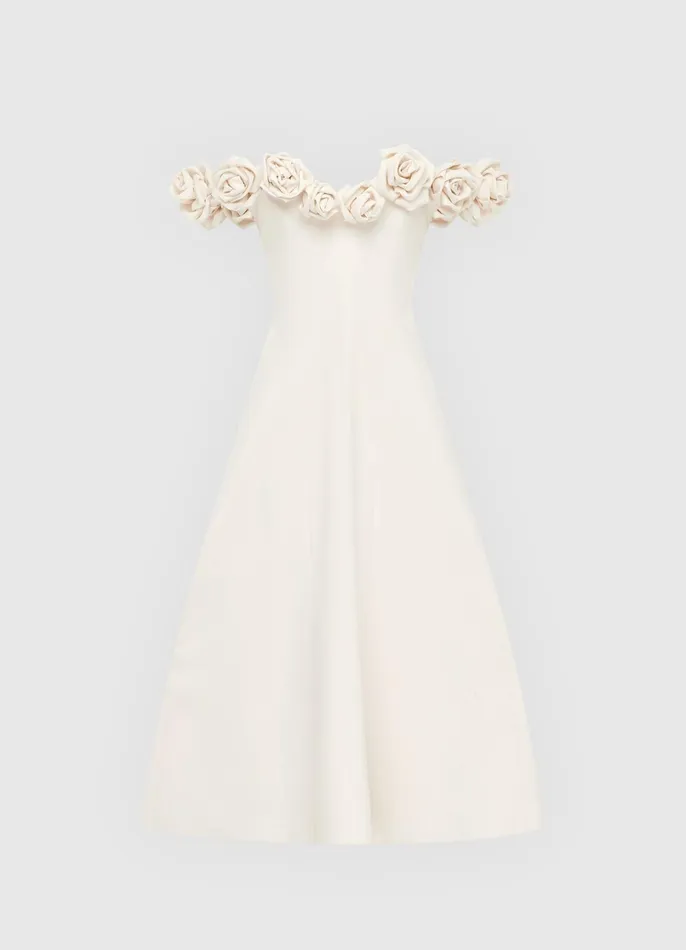 Dresses and Jumpsuits Women LEO LIN Annette Off Shoulder Midi Dress 8211 Vanilla