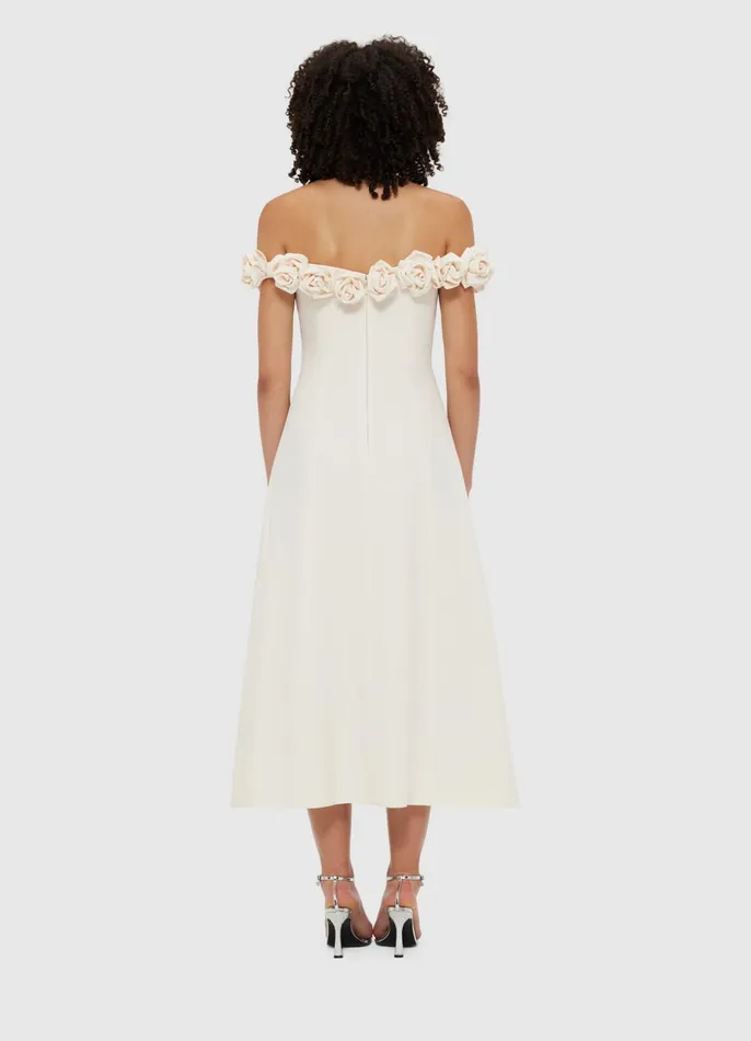 Dresses and Jumpsuits Women LEO LIN Annette Off Shoulder Midi Dress 8211 Vanilla
