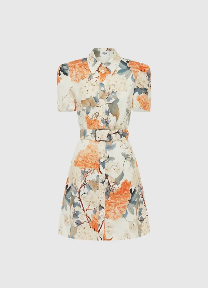 Dresses and Jumpsuits Women LEO LIN Bronte Mini Dress 8211 Hydrangea Print In Vanilla Dresses and Jumpsuits Women LEO LIN Bronte Mini Dress 8211 Hydrangea Print In Vanilla