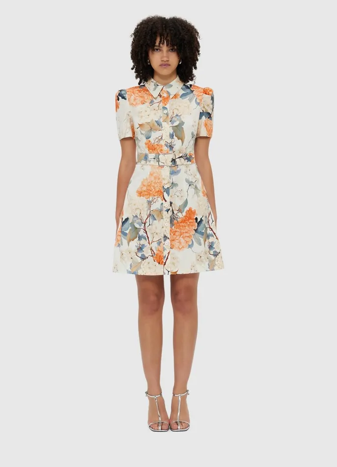 Dresses and Jumpsuits Women LEO LIN Bronte Mini Dress 8211 Hydrangea Print In Vanilla