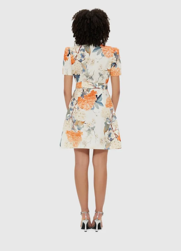 Dresses and Jumpsuits Women LEO LIN Bronte Mini Dress 8211 Hydrangea Print In Vanilla