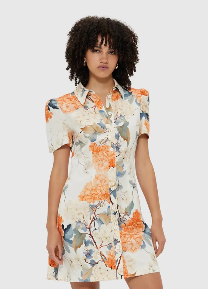 Dresses and Jumpsuits Women LEO LIN Bronte Mini Dress 8211 Hydrangea Print In Vanilla