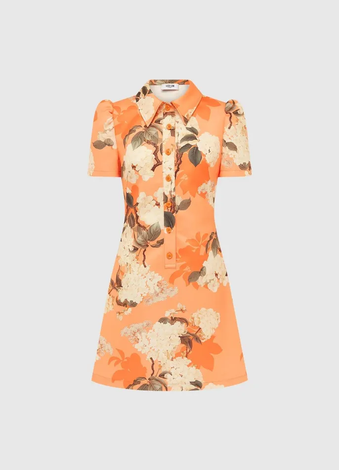 Dresses and Jumpsuits Women LEO LIN Brooke Mini Dress 8211 Hydrangea Print In Tangerine Dresses and Jumpsuits Women LEO LIN Brooke Mini Dress 8211 Hydrangea Print In Tangerine