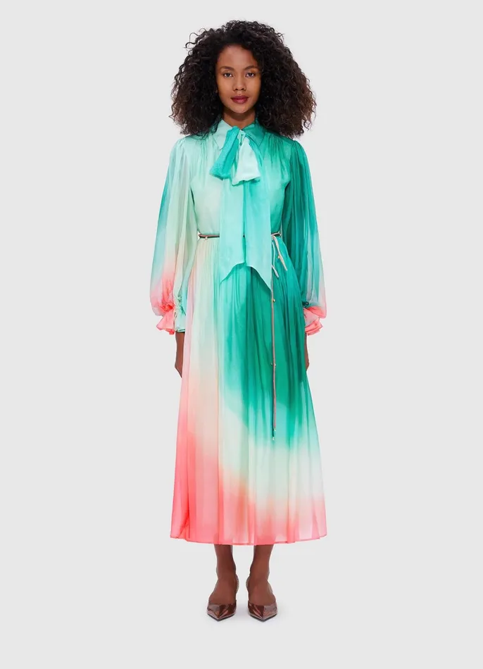 Dresses and Jumpsuits Women LEO LIN Cassie Tie Neck Midi Dress 8211 Whimsical