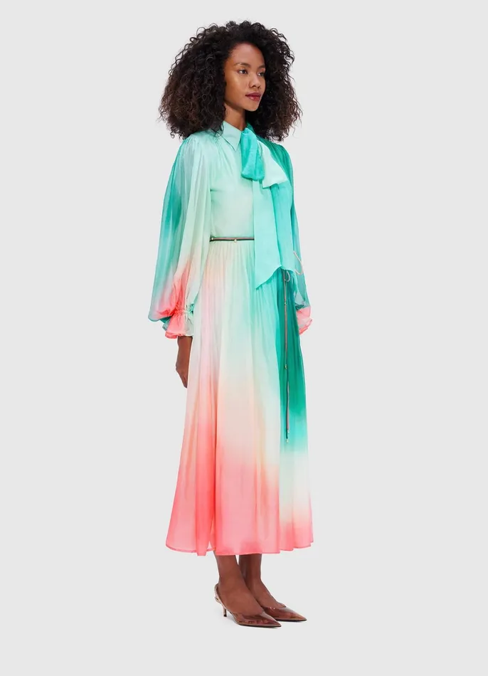Dresses and Jumpsuits Women LEO LIN Cassie Tie Neck Midi Dress 8211 Whimsical