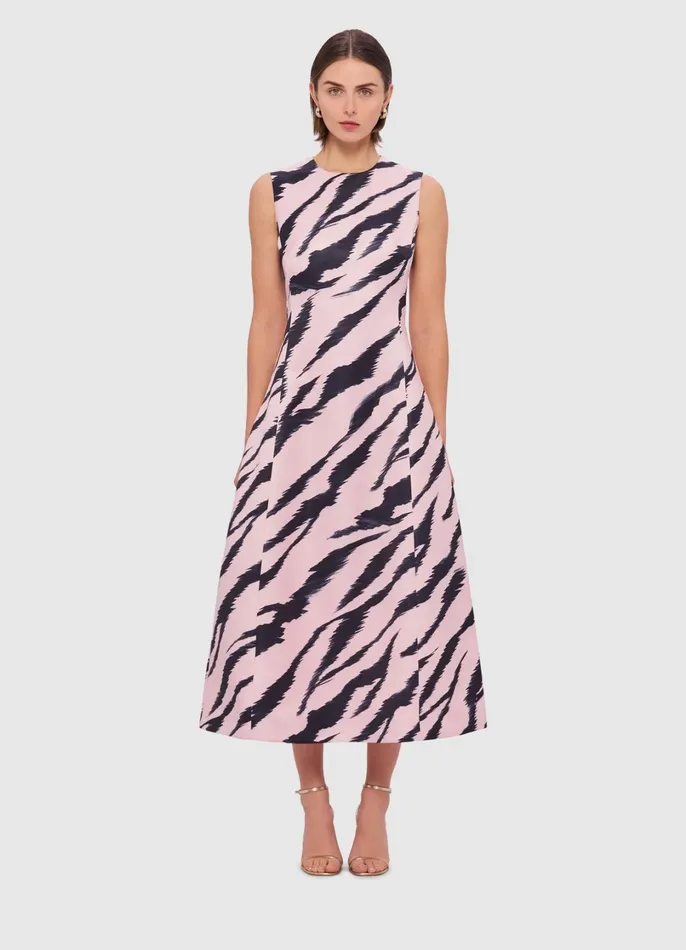 Dresses and Jumpsuits Women LEO LIN Cleo Sleeveless Midi Dress 8211 Tiger Print In Pink