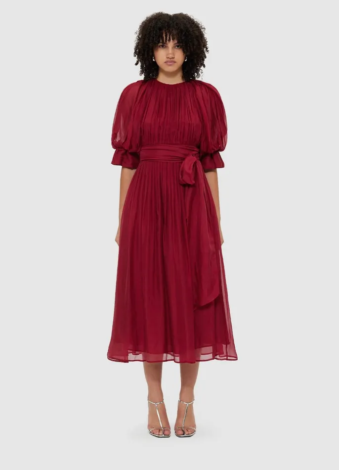 Dresses and Jumpsuits Women LEO LIN Emma Midi Dress 8211 Burgundy