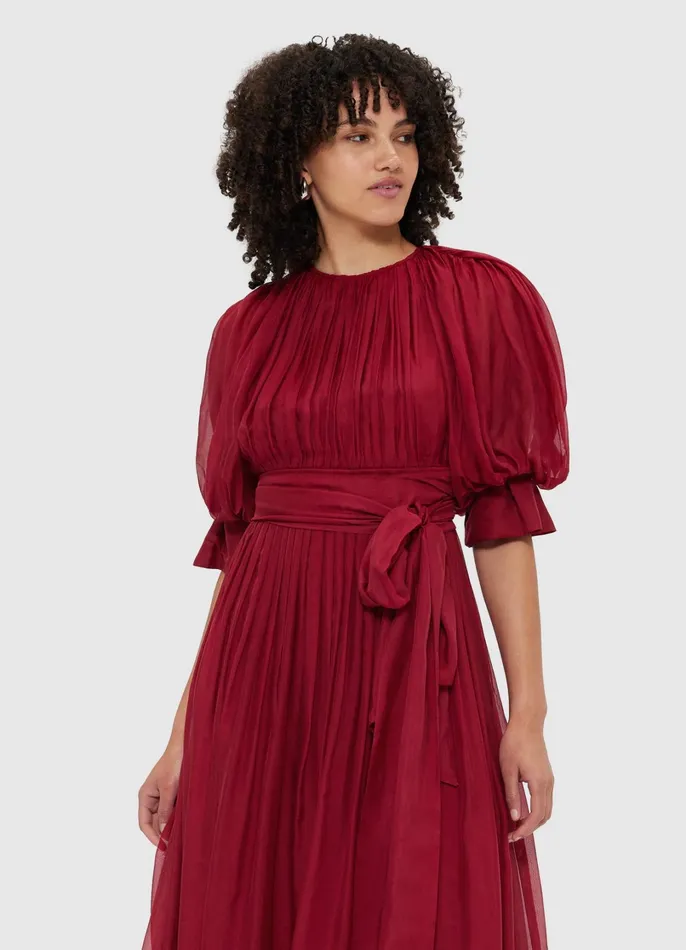 Dresses and Jumpsuits Women LEO LIN Emma Midi Dress 8211 Burgundy