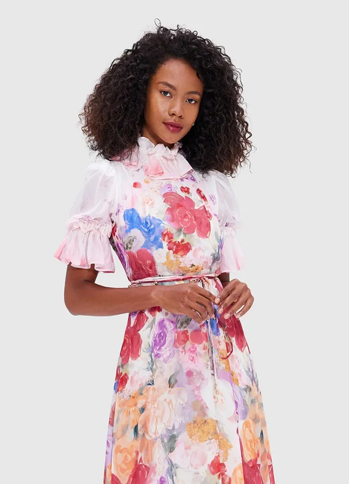Dresses and Jumpsuits Women LEO LIN Joanna Midi Dress 8211 Fleur Print