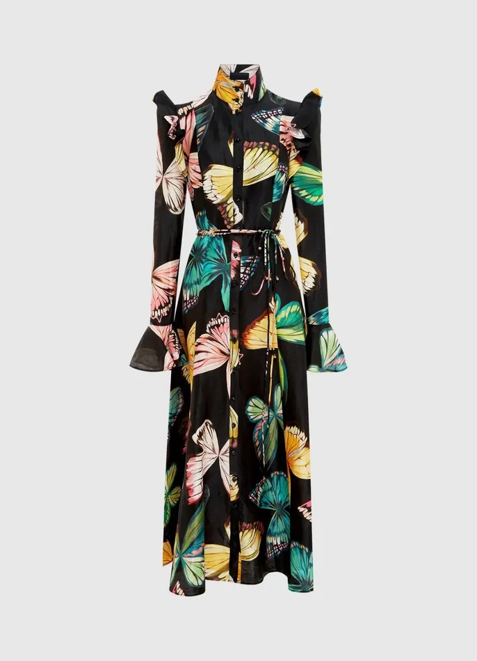 Dresses and Jumpsuits Women LEO LIN Katrina Butterfly Sleeve Midi Dress 8211 Papillon Print In Black Dresses and Jumpsuits Women LEO LIN Katrina Butterfly Sleeve Midi Dress 8211 Papillon Print In Black