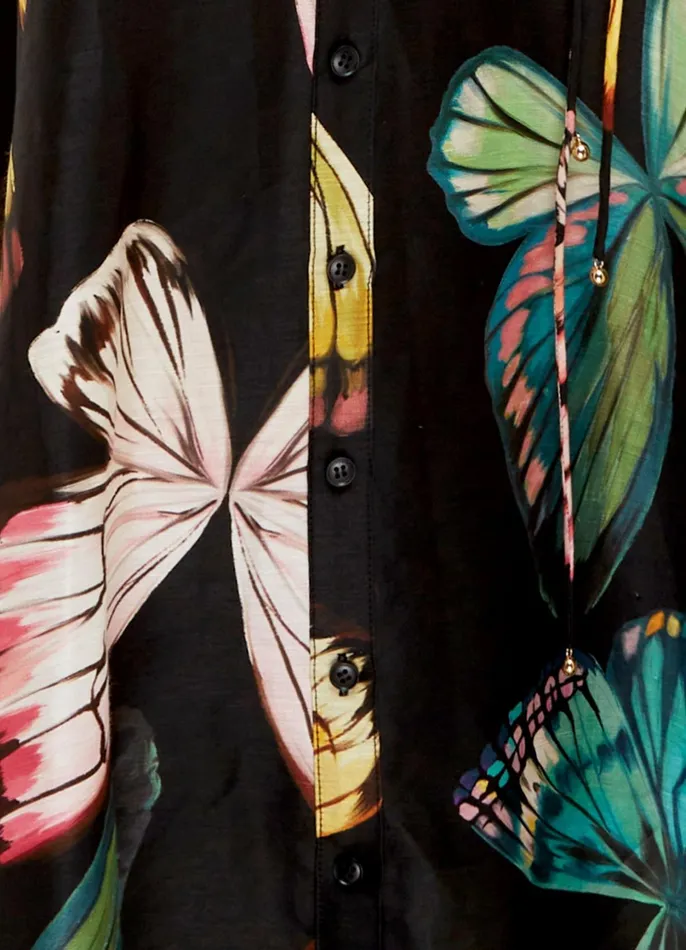 Dresses and Jumpsuits Women LEO LIN Katrina Butterfly Sleeve Midi Dress 8211 Papillon Print In Black