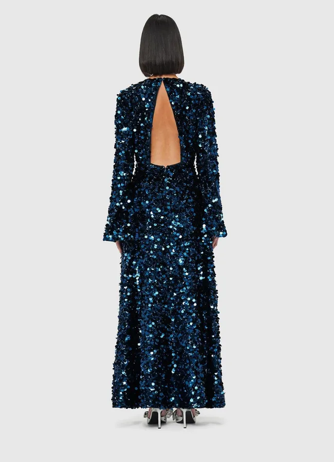 Dresses and Jumpsuits Women LEO LIN Kylie Sequin Open Back Maxi Dress 8211 Midnight Blue