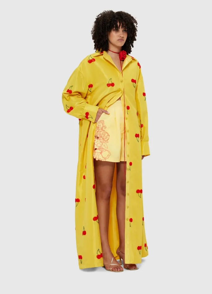 Dresses and Jumpsuits Women LEO LIN Madeline Embellished Coat Dress 8211 Cherry Beading