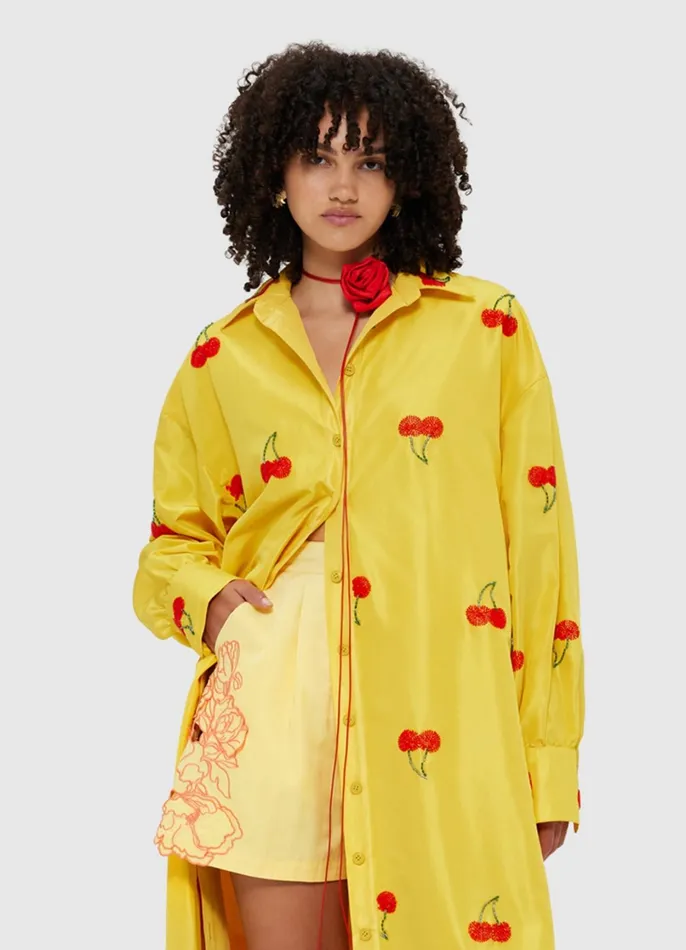 Dresses and Jumpsuits Women LEO LIN Madeline Embellished Coat Dress 8211 Cherry Beading