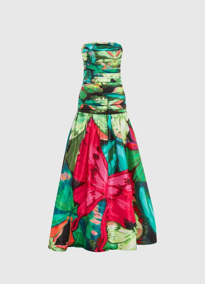 Dresses and Jumpsuits Women LEO LIN Natalia Ruched Maxi Dress 8211 Papillon Print In Green Dresses and Jumpsuits Women LEO LIN Natalia Ruched Maxi Dress 8211 Papillon Print In Green