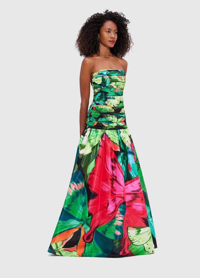 Dresses and Jumpsuits Women LEO LIN Natalia Ruched Maxi Dress 8211 Papillon Print In Green
