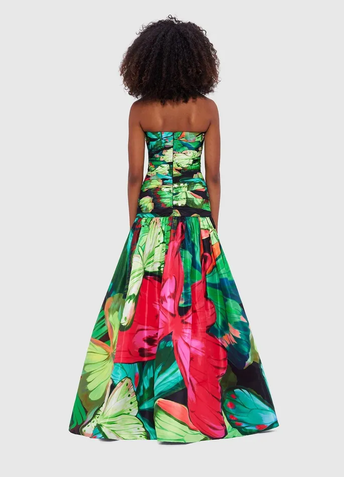 Dresses and Jumpsuits Women LEO LIN Natalia Ruched Maxi Dress 8211 Papillon Print In Green