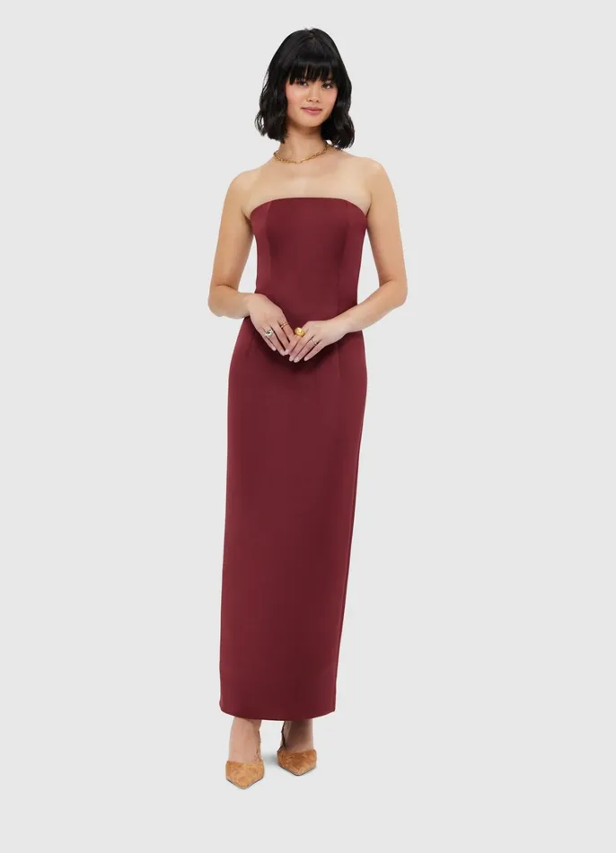 Dresses and Jumpsuits Women LEO LIN Rayna Bustier Maxi Dress 8211 Burgundy