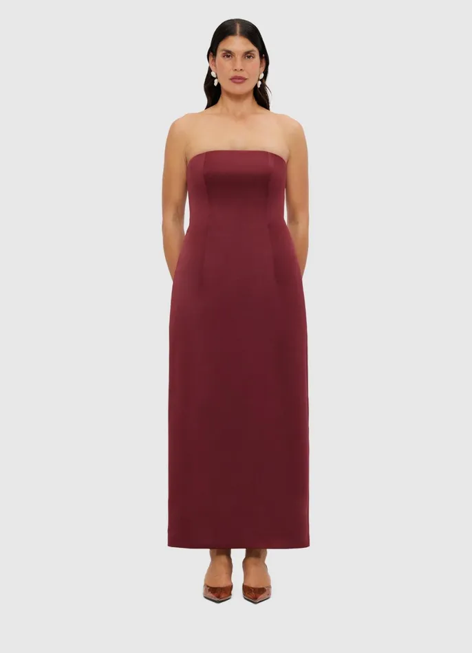 Dresses and Jumpsuits Women LEO LIN Rayna Bustier Maxi Dress 8211 Burgundy