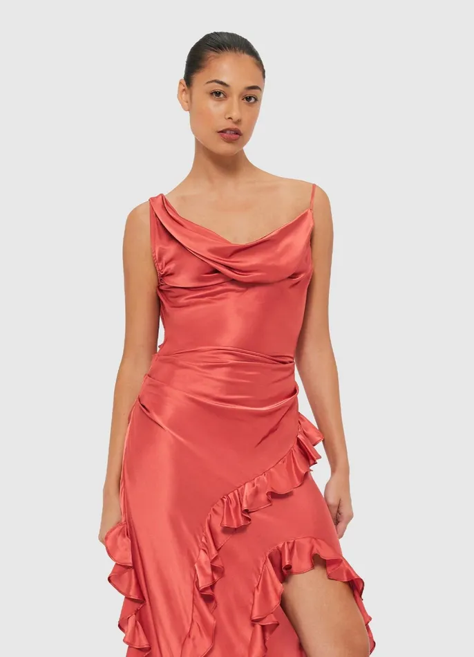 Dresses and Jumpsuits Women LEO LIN Remy Low Back Split Maxi Dress 8211 Mulberry