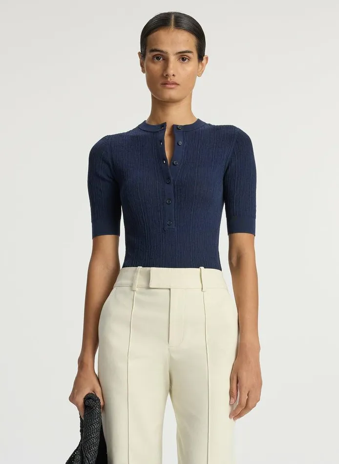 Dresses Women ALC Fisher Fine Cotton Knit Top Navy
