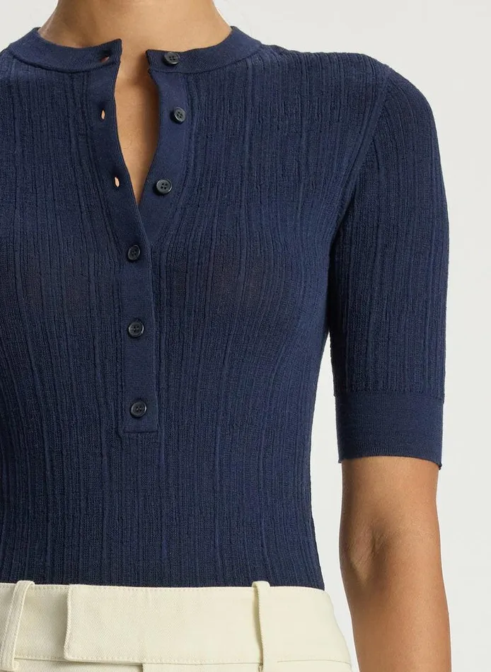 Dresses Women ALC Fisher Fine Cotton Knit Top Navy Dresses Women ALC Fisher Fine Cotton Knit Top Navy