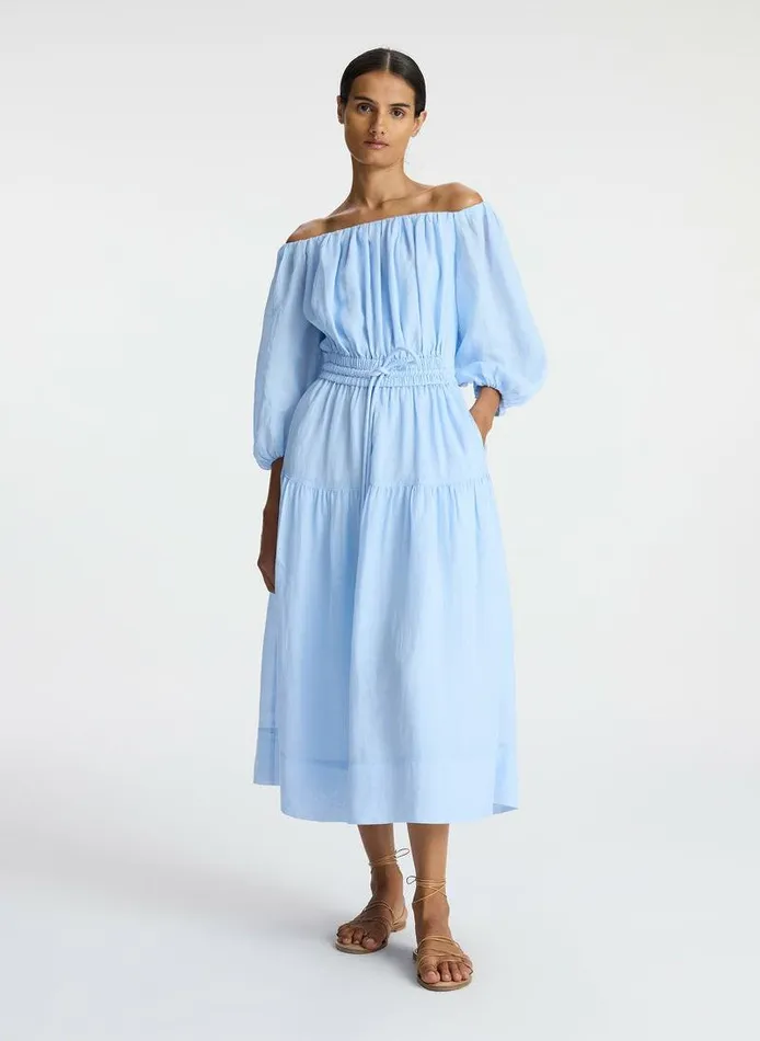 Dresses Women ALC Indy Off Shoulder Midi Dress Sky Blue