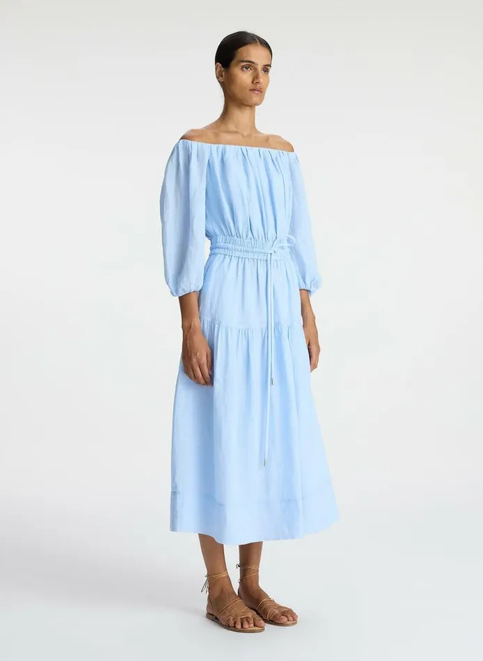 Dresses Women ALC Indy Off Shoulder Midi Dress Sky Blue Dresses Women ALC Indy Off Shoulder Midi Dress Sky Blue