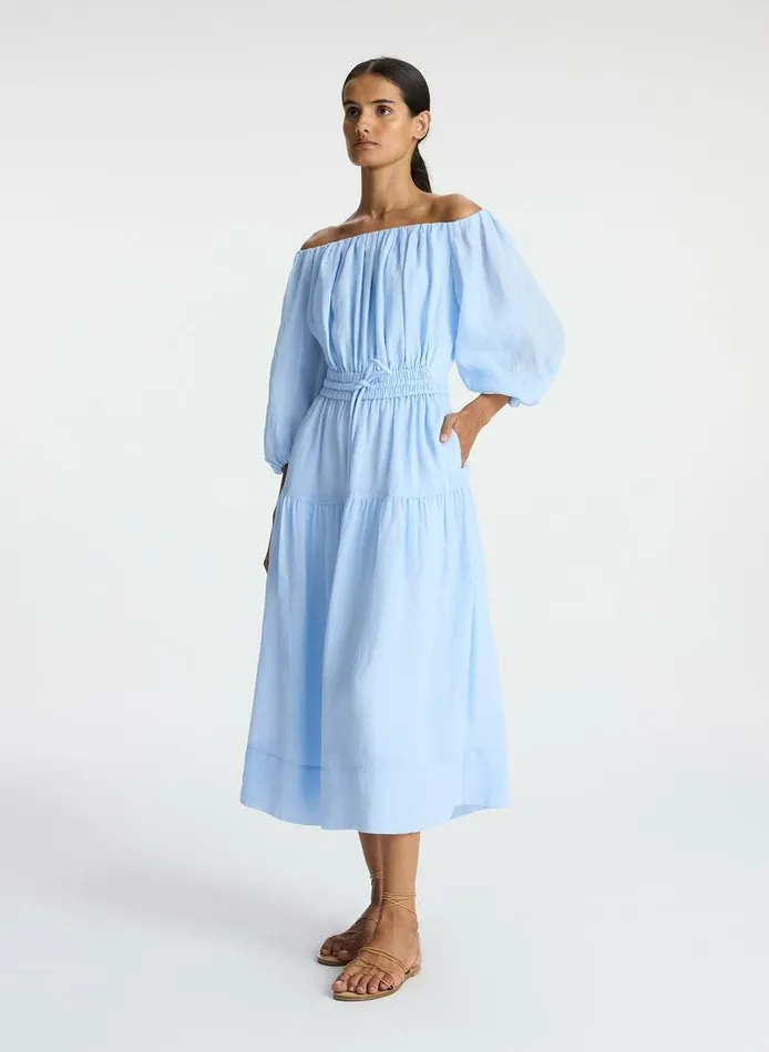 Dresses Women ALC Indy Off Shoulder Midi Dress Sky Blue Dresses Women ALC Indy Off Shoulder Midi Dress Sky Blue