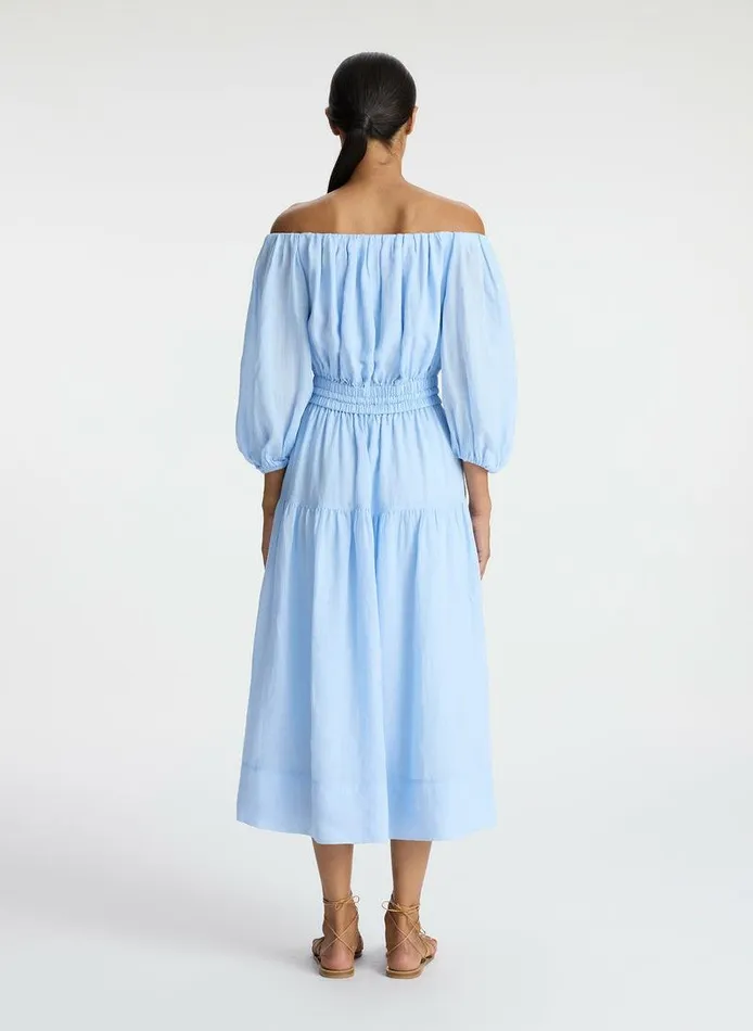 Dresses Women ALC Indy Off Shoulder Midi Dress Sky Blue Dresses Women ALC Indy Off Shoulder Midi Dress Sky Blue