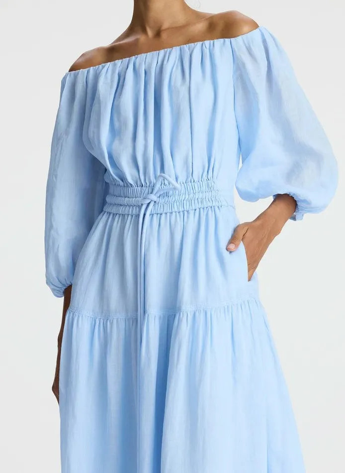 Dresses Women ALC Indy Off Shoulder Midi Dress Sky Blue Dresses Women ALC Indy Off Shoulder Midi Dress Sky Blue