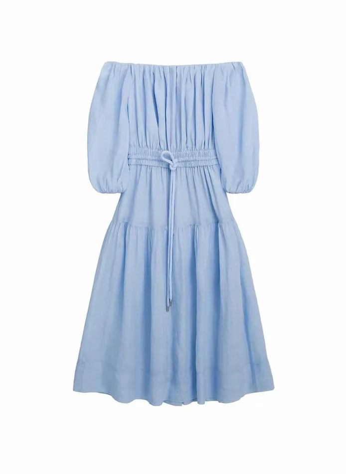Dresses Women ALC Indy Off Shoulder Midi Dress Sky Blue Dresses Women ALC Indy Off Shoulder Midi Dress Sky Blue