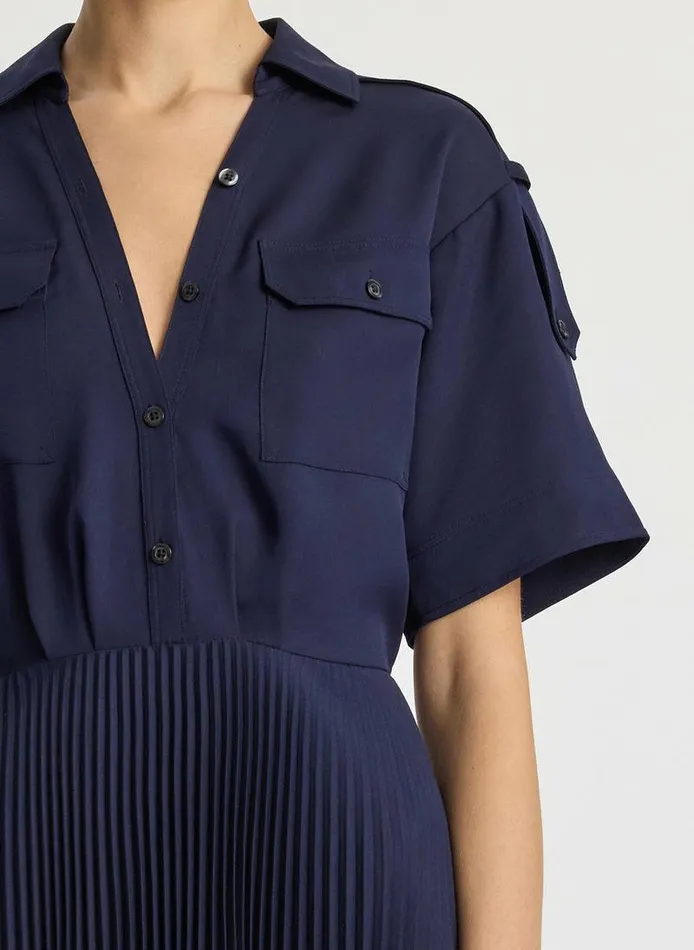 Dresses Women ALC Liam Pleated Midi Dress Maritime Navy Dresses Women ALC Liam Pleated Midi Dress Maritime Navy