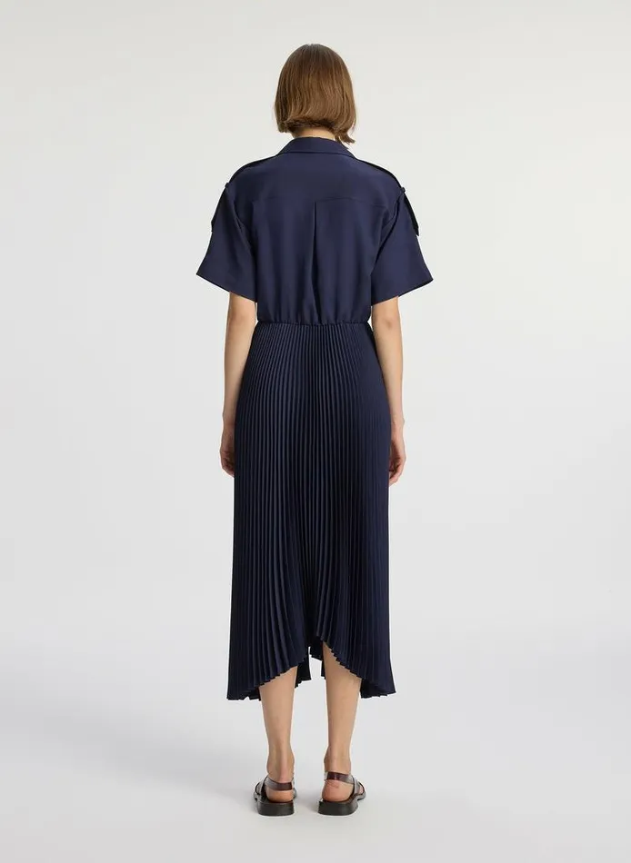 Dresses Women ALC Liam Pleated Midi Dress Maritime Navy Dresses Women ALC Liam Pleated Midi Dress Maritime Navy