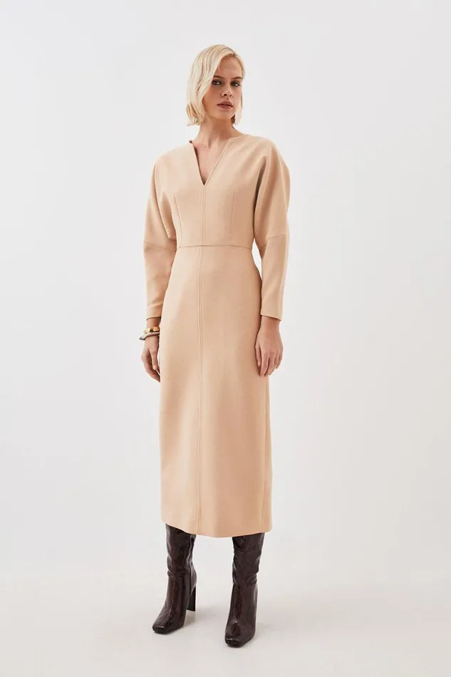 Dresses Women Karen Millen Clean Tailored Seam Detail Rounded Sleeve Midi Dress Camel Dresses Women Karen Millen Clean Tailored Seam Detail Rounded Sleeve Midi Dress Camel