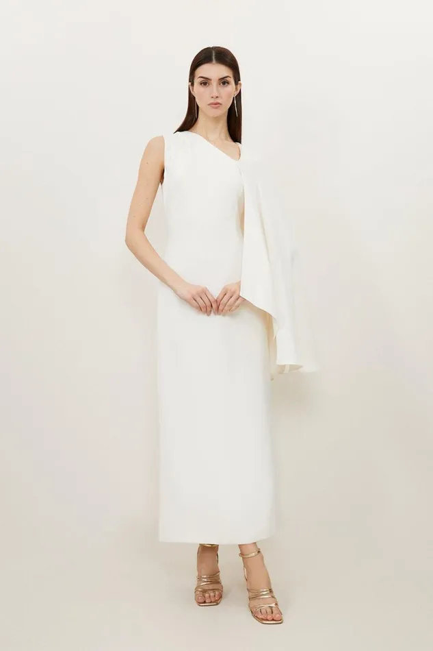 Dresses Women Karen Millen Fluid Tailored Asymmetric One Shoulder Drape Maxi Dress Ivory Dresses Women Karen Millen Fluid Tailored Asymmetric One Shoulder Drape Maxi Dress Ivory