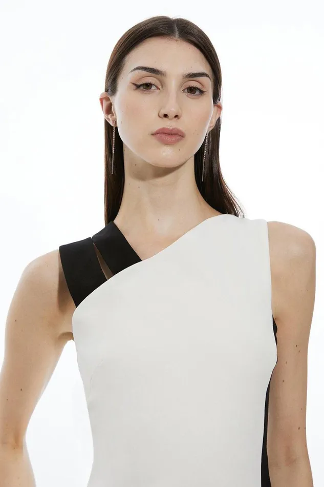 Dresses Women Karen Millen Fluid Tailored Colourblock Split Strap Midi Dress Mono